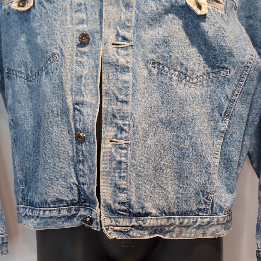 Vintage 90's Naf Naf Denim Jacket with Navy Collar - Picture 2 of 12
